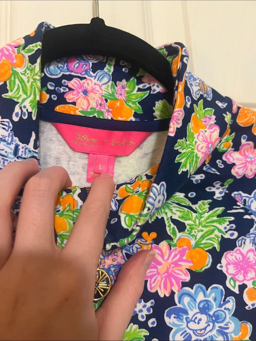 Disney Lilly Pulitzer Navy Floral Half-Zip Pullover - Picture 2 of 4